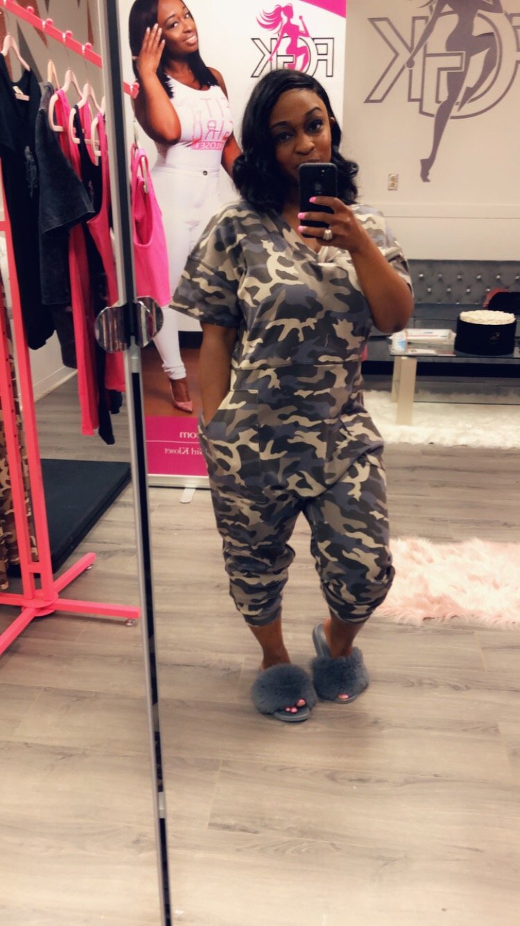 Image of V-neck Camo Jumpsuit