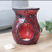 Image 1 of Large Red Crackle Glass Oil burner