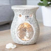 Image 1 of Large Silver Crackle Glass Oil Burner