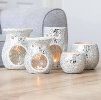 Image 2 of Large Silver Crackle Glass Oil Burner