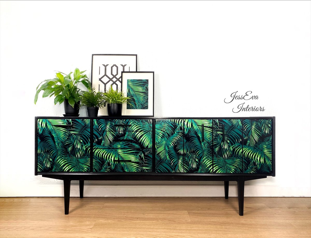 Vintage Mid Century Modern Retro Jungle Palms NATHAN SIDEBOARD  / DRINKS CABINET / TV STAND 