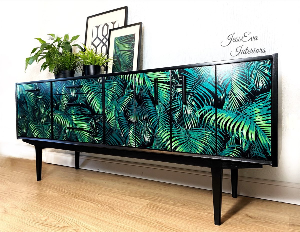 Vintage Mid Century Modern Retro Jungle Palms NATHAN SIDEBOARD  / DRINKS CABINET / TV STAND 