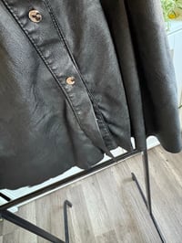 Image 2 of Faux leather button down mini skirt