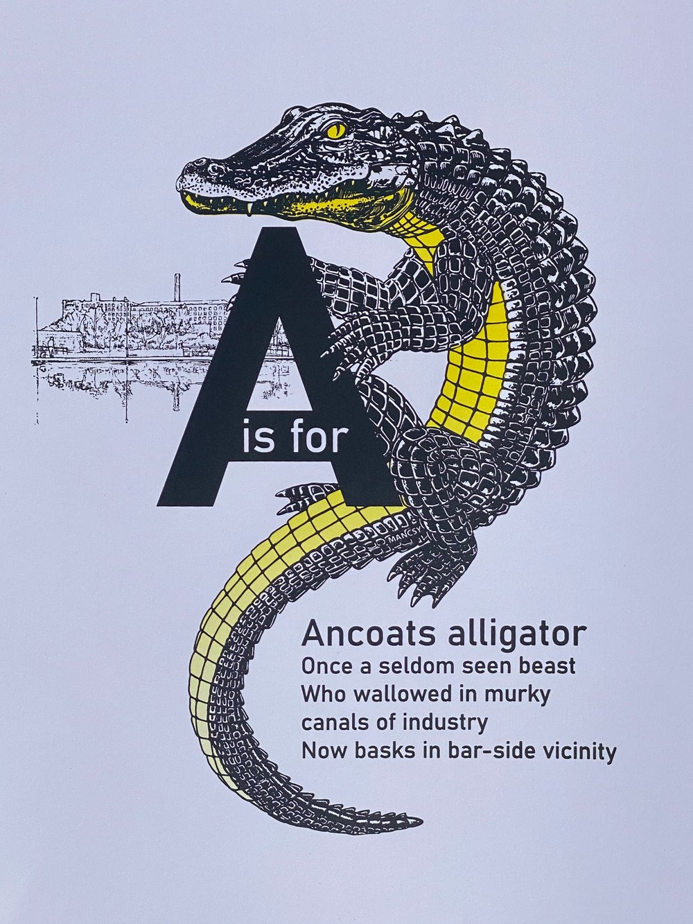 Image of A3 Ancoats Alligator screen print 