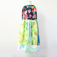 Image 4 of superfloral green 8/10 halter apron wrap dress sundress courtneycourtney vintage fabric floral