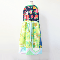 Image 1 of superfloral green 8/10 halter apron wrap dress sundress courtneycourtney vintage fabric floral
