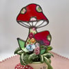 Vintage Patchwork Mushroom Plant Buddy