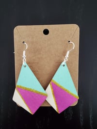 Triangle Teal and Pink Divide Earrings