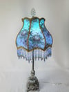 Luxury Victorian Lampshade - Azure Blue Beaded Silk Lampshade