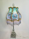 Luxury Victorian Lampshade - Azure Blue Beaded Silk Lampshade