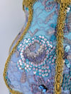 Luxury Victorian Lampshade - Azure Blue Beaded Silk Lampshade