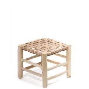 Image of LEATHER & WOOD STOOL