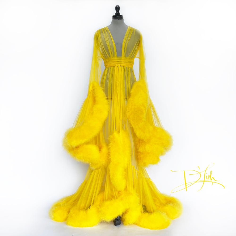 Image of Sunflower Yellow "Cassandra" Dressing Gown 