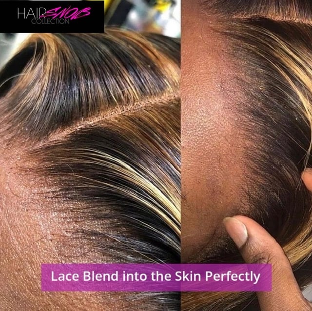 Image of Lace Front Honey Blonde Highlight Straight Bob Wig