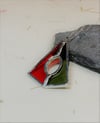 Red and Green Geometric Stained Glass Pendant Necklace