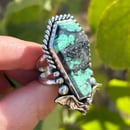 Image 3 of Handmade Sterling Silver Variscite Coffin Bat Ring
