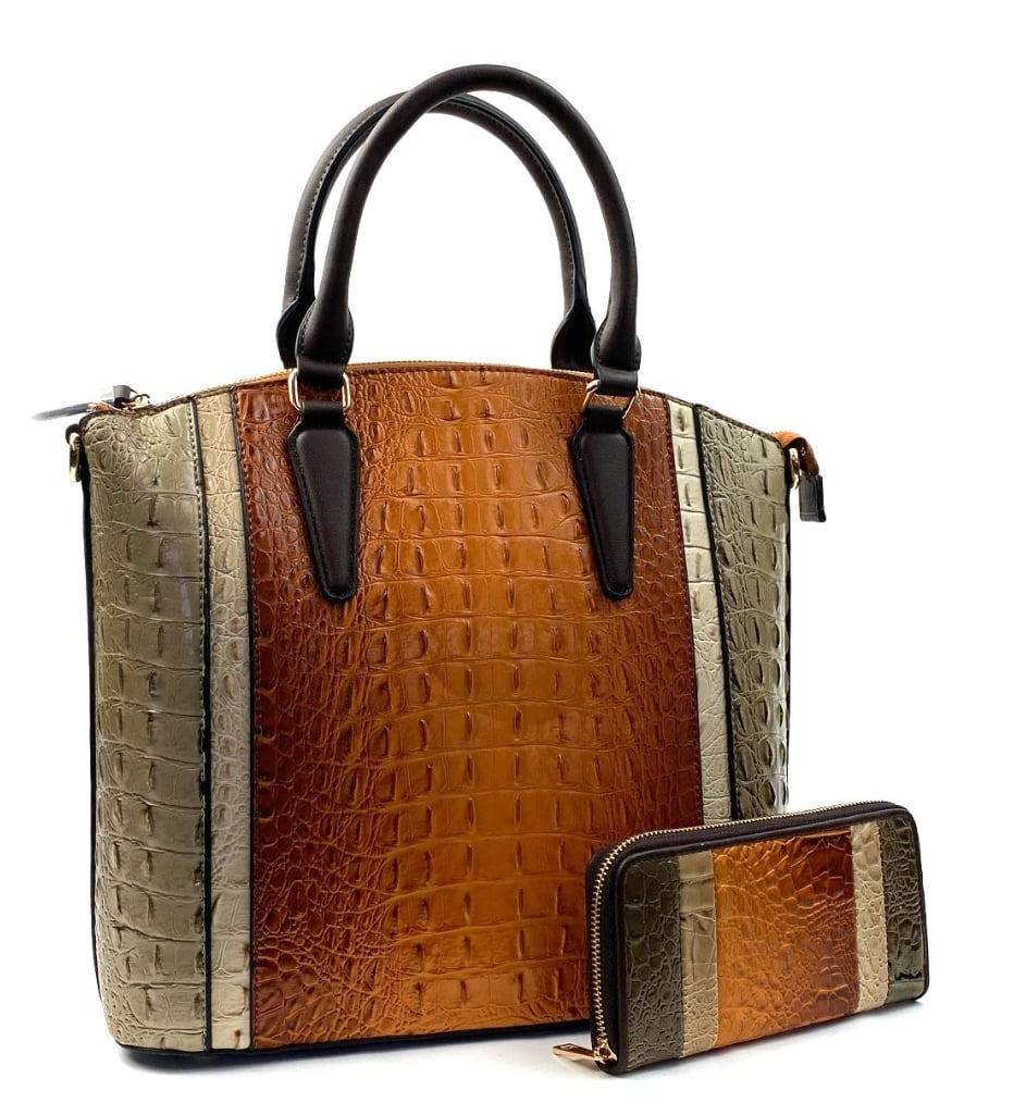 Image of 2 n 1 Alligator Satchel with wallet