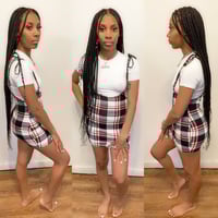 Red, Black & White Pleaded Skirt