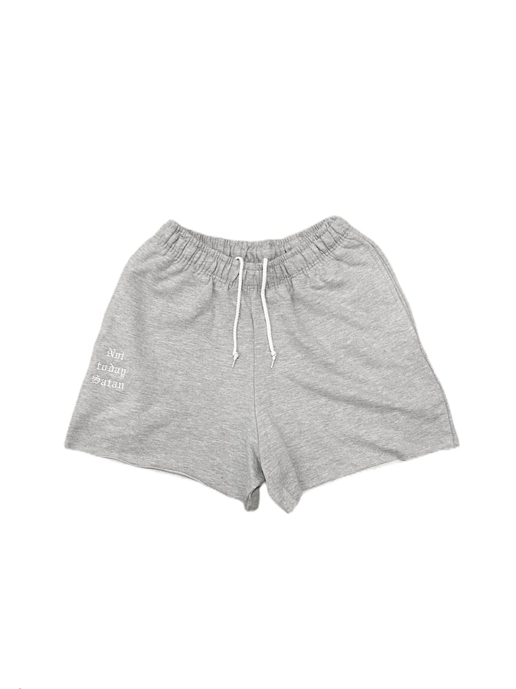 Image of NOT TODAY SATAN SWEAT SHORTS + SCRUNCHIE