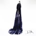 Image of "Elisabeth" Sheer Dressing Gown w/ Lace, Black