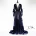 "Elisabeth" Sheer Dressing Gown w/ Lace, Black Image 2