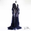 "Elisabeth" Sheer Dressing Gown w/ Lace, Black