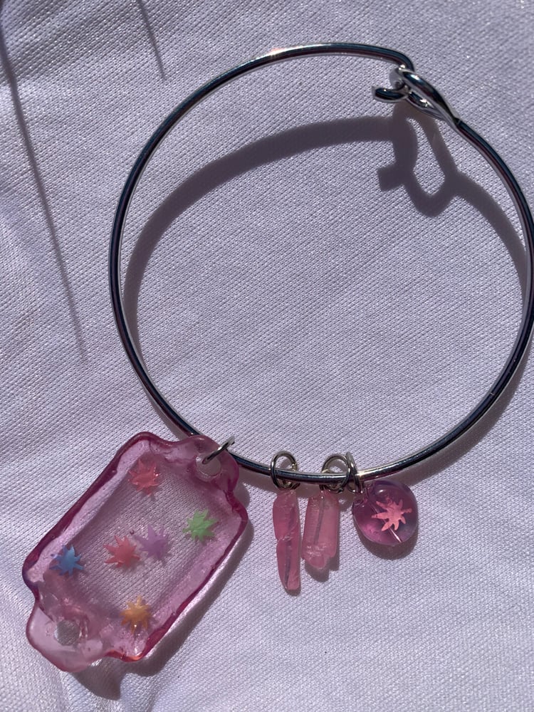 Image of Bangle Bracelet ~ Miniature Sesh Charms ~ Pink