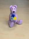 Needle Felted Pink Teddy Bear with Flowers