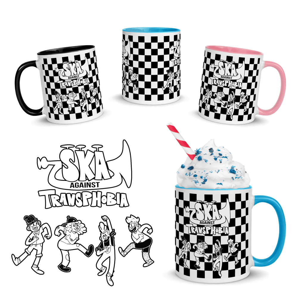 SKA AGAINST TRANSPHOBIA | B+W CHECKERED MUGS 11 or 15 oz