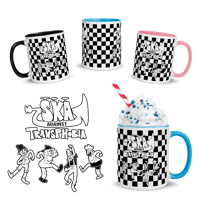 Image 1 of SKA AGAINST TRANSPHOBIA | B+W CHECKERED MUGS