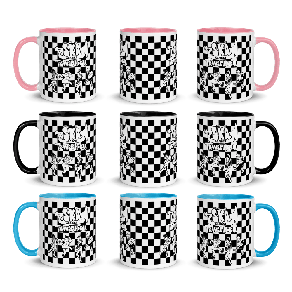 SKA AGAINST TRANSPHOBIA | B+W CHECKERED MUGS 11 or 15 oz