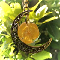 Image 2 of Buttercup Moon Resin Necklace in Antique Gold