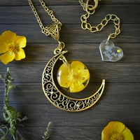 Image 1 of Buttercup Moon Resin Necklace in Antique Gold