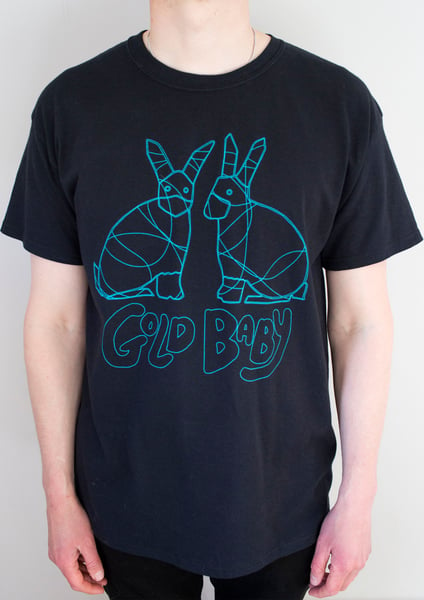 Image of Rabbits T-Shirt - Black & Turqoise
