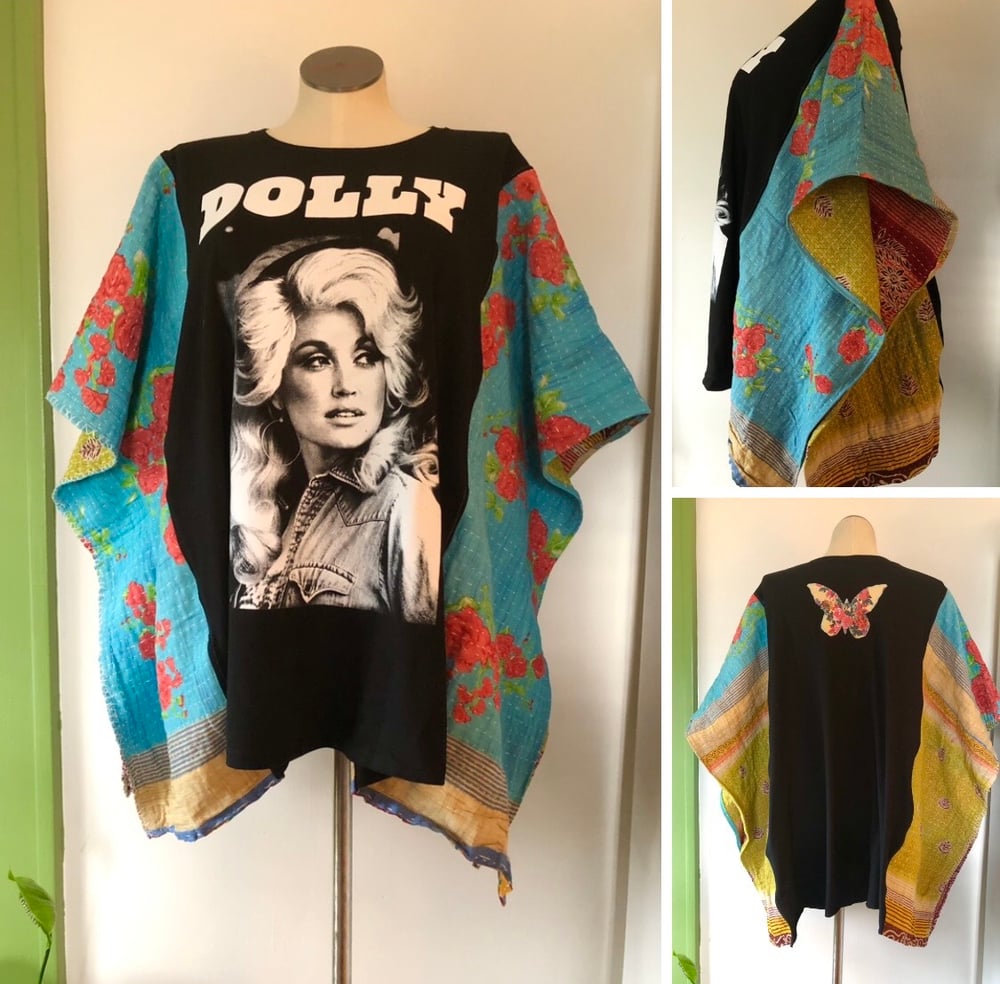 Upcycled “Dolly” vintage quilted poncho