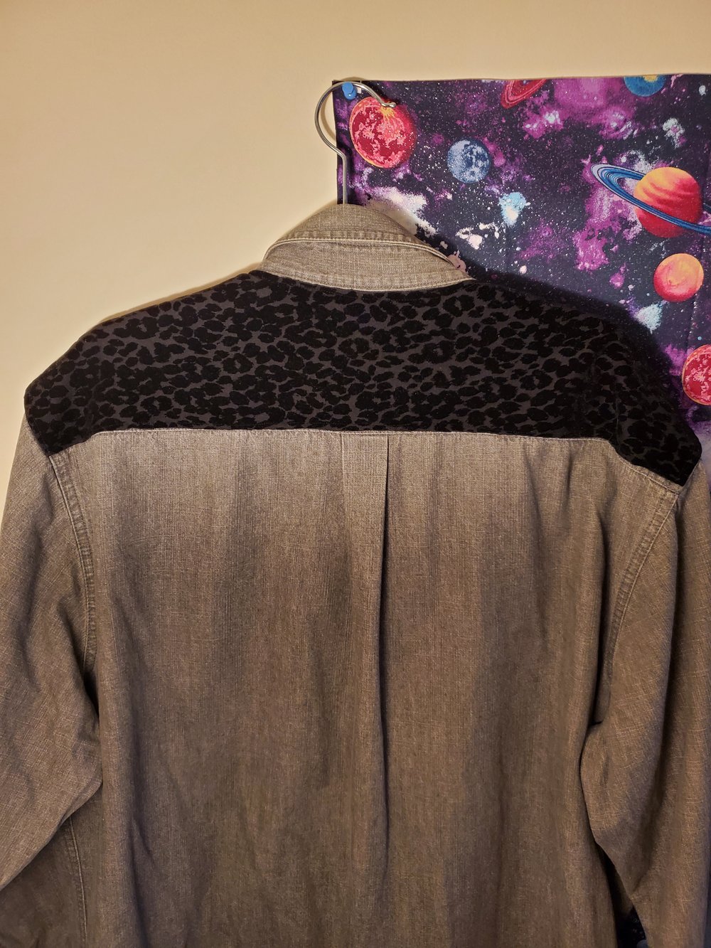 2XL Leopard Print/ Jean Button Down