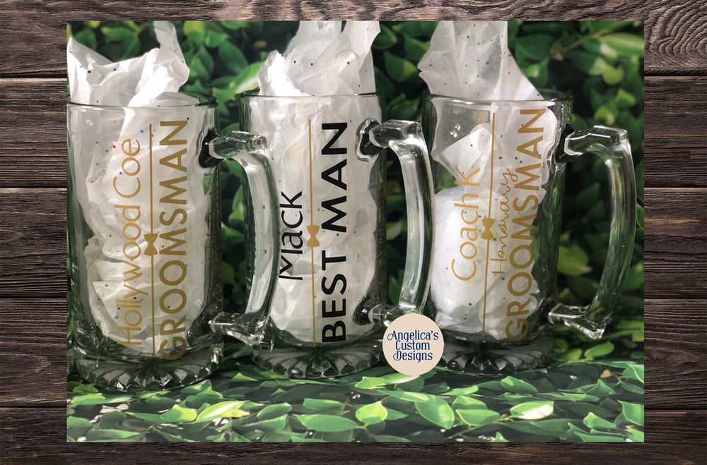 Image of Groomsmen Personalized Beer Mugs