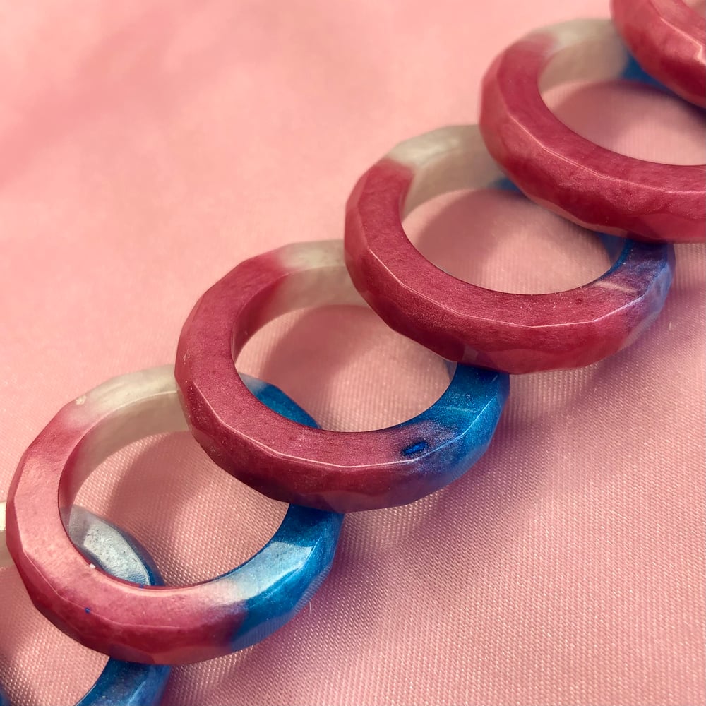 Image of Geometric Trans Pride Rings