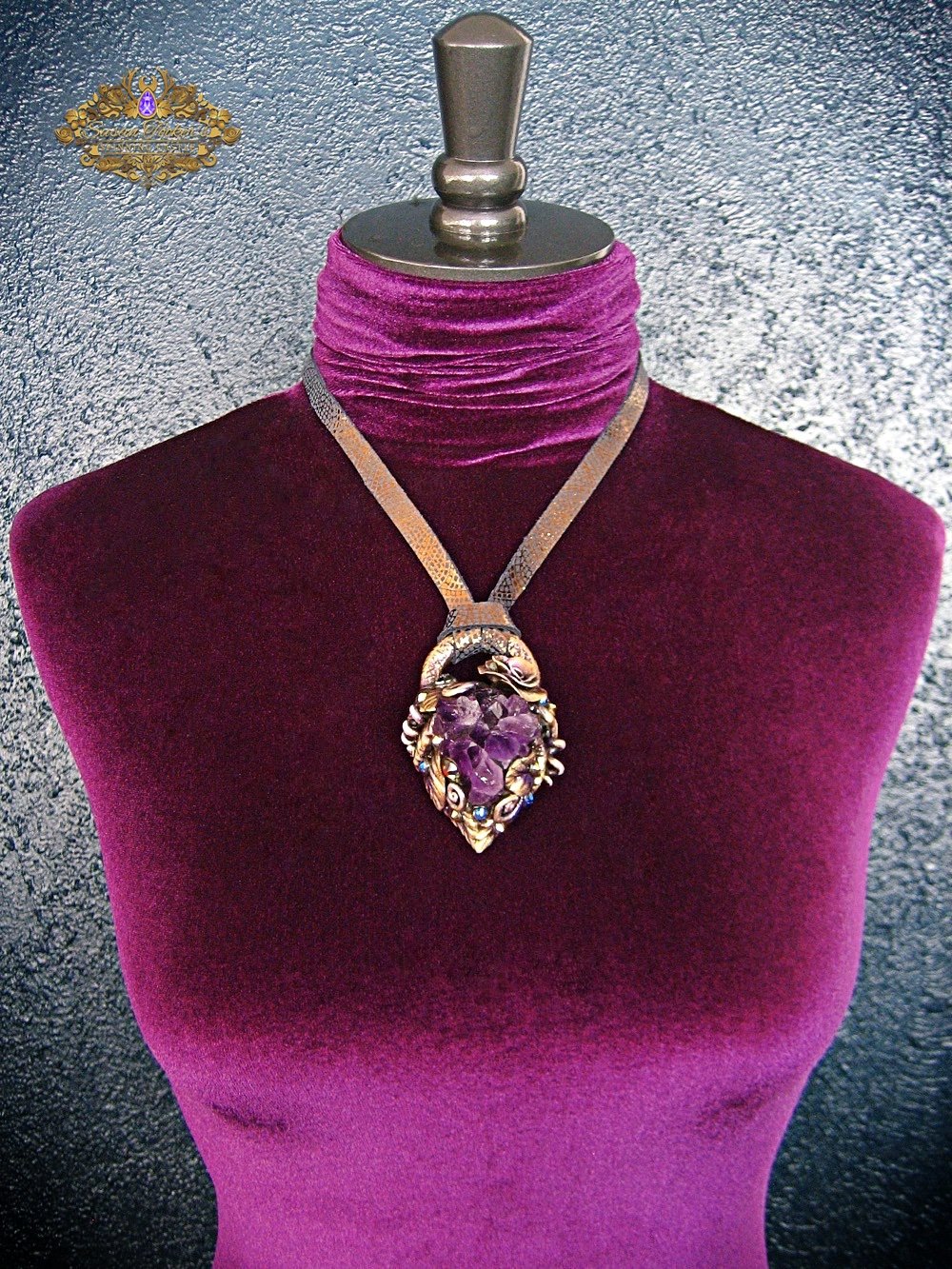 Image of PURPLE PIXIE - Amethyst Quartz Cluster Statement Amulet Necklace Witch Aesthetic