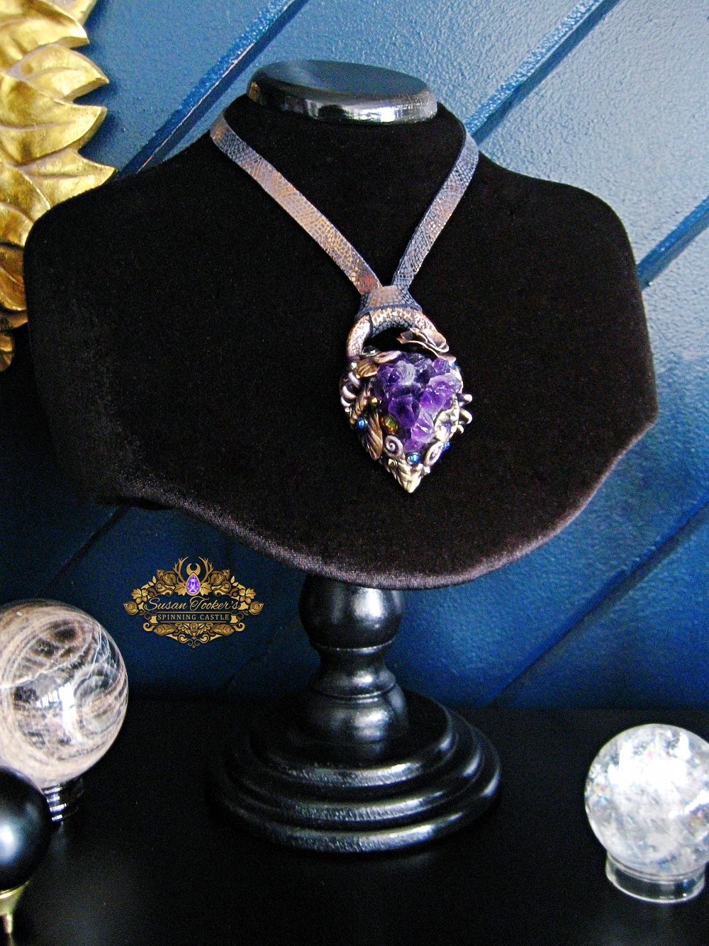 Image of PURPLE PIXIE - Amethyst Quartz Cluster Statement Amulet Necklace Witch Aesthetic