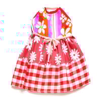 Image 2 of swiss dot daisy gingham 4/6 halter apron wrap dress sundress courtneycourtney vintage fabric red wow