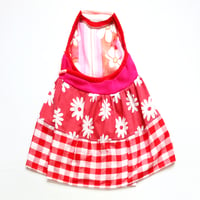 Image 4 of swiss dot daisy gingham 4/6 halter apron wrap dress sundress courtneycourtney vintage fabric red wow