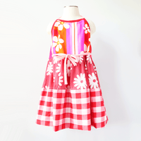 Image 3 of swiss dot daisy gingham 4/6 halter apron wrap dress sundress courtneycourtney vintage fabric red wow