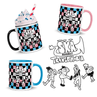 Image 1 of SKA AGAINST TRANSPHOBIA | Trans Flag Checkered Mugs 11 or 15 oz