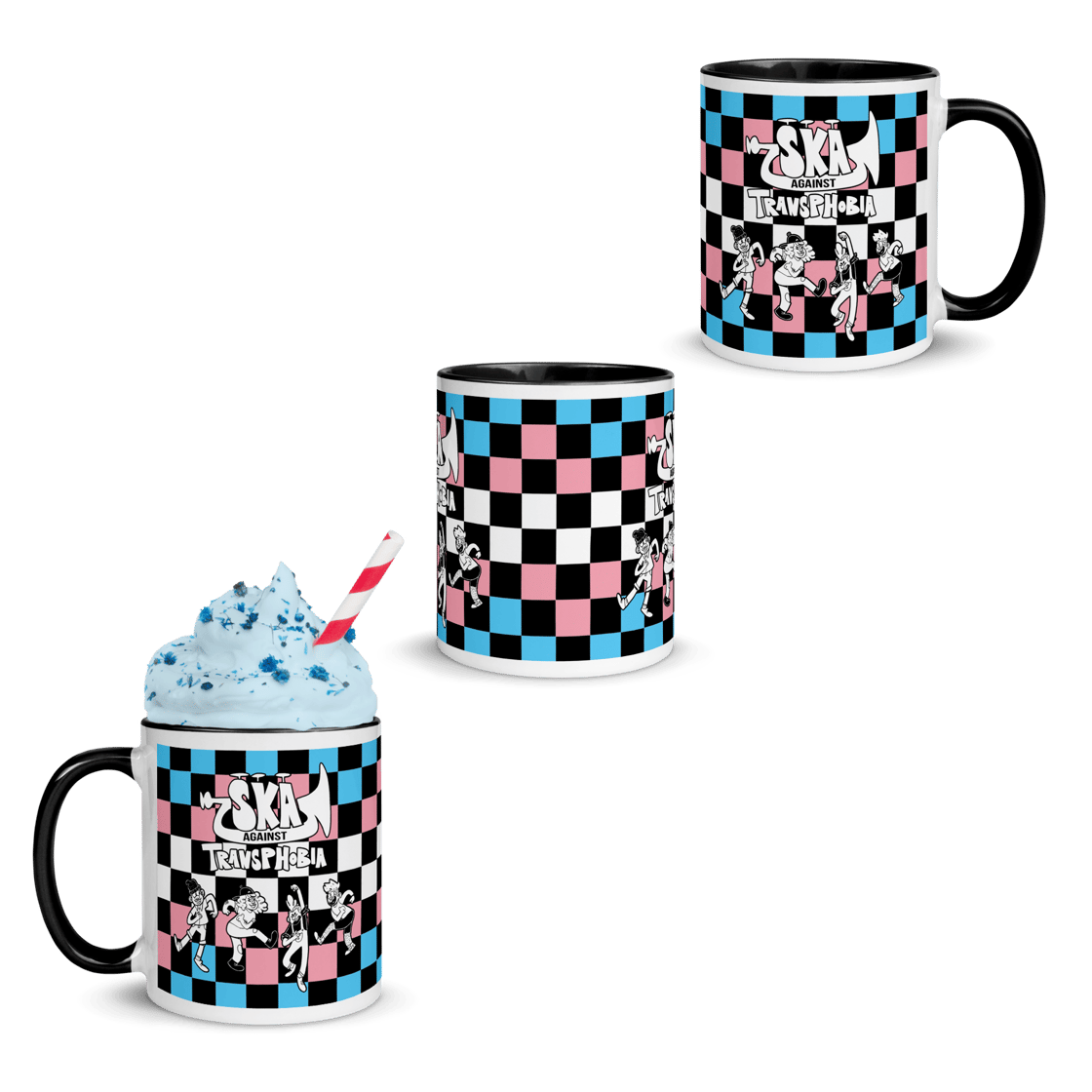 Image of SKA AGAINST TRANSPHOBIA | Trans Flag Checkered Mugs