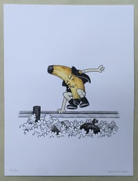 Image 1 of Bad Banana Fence Jump - hand colored print