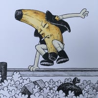 Image 2 of Bad Banana Fence Jump - hand colored print