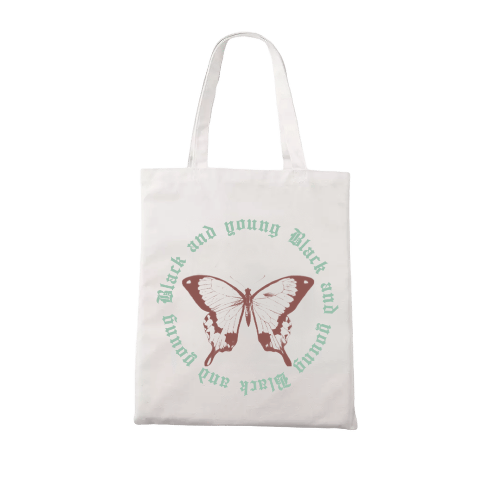 Brown and Mint Green butterfly tote