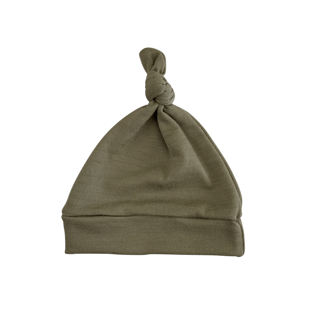 Image of moss merino knotted hat
