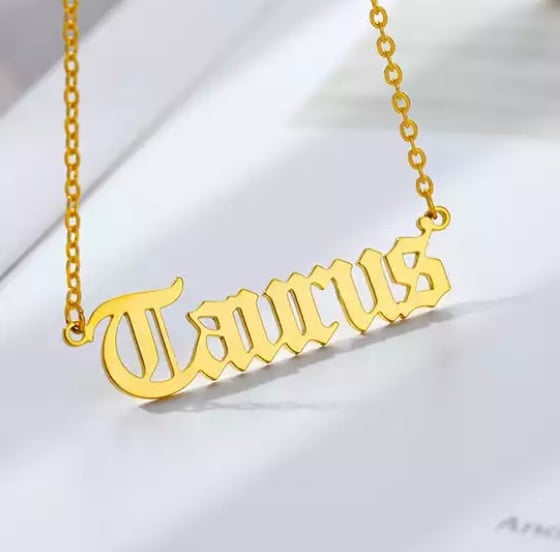 Image of Taurus horoscope name jewelry 